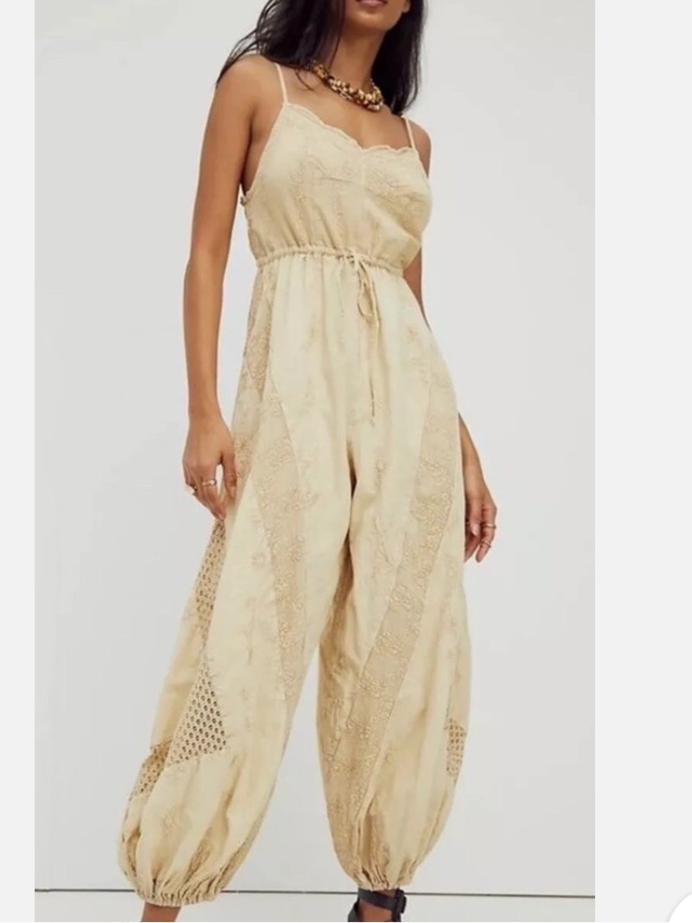 Free People Daisy Ranch Floral Embroidered Jumpsuit Women’s Small